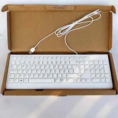 Lenovo white USB wired keyboard Portuguese layout - Image 1 of 3