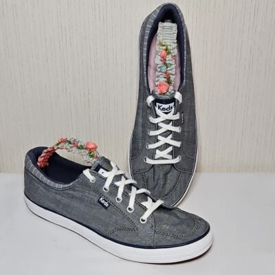 Keds Chambray Sneakers Womens Size 9 Blue Center II Lace Up Canvas Shoes Stripe - Image 1 of 4