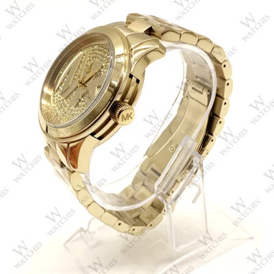 New Michael Kors MK5706 Runway Gold Dial Crystal Pave Gold Women's Watch 45mm - Image 1 of 4