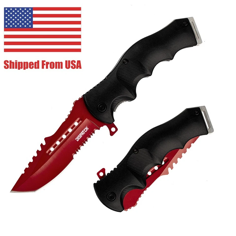 8"Spring Assisted Tactical Pocket Knife Folding Survival Hunting Knife with Clip - Image 1 of 1