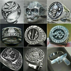 Mens Stainless Steel Rings Skull Gothic Punk Biker Fashion Jewelry Size 6-13