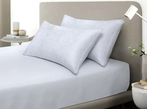 Luxury Zipped Pillowcase Pair Pack Jacquard Pillow case Protector Cover 50 x 75 - Picture 1 of 3
