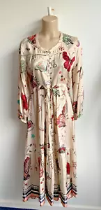 ODD MOLLY satin casual boho Butterfly midi Dress size 1 - Picture 1 of 8