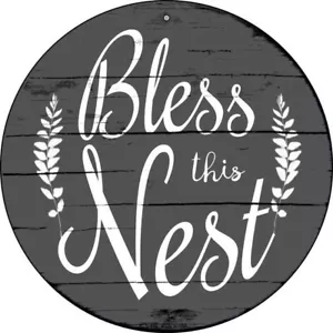 Bless the Nest Round Circular Novelty Metal Sign 12" Home Garage Wall Decor - Picture 1 of 1