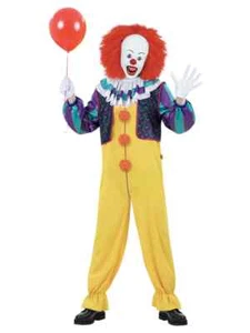 NEW IT The Movie 1990 Pennywise All In One w/Neck Ruffle Halloween Clown Costume - Picture 1 of 1