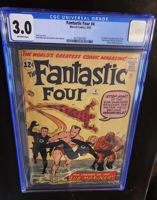 Fantastic Four #4 CGC 3.0. 1st App Silver Age Sub Mariner. 1962. - Image 1 of 2