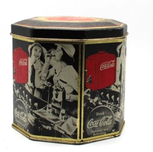 Coca-Cola Octagonal Tin Container / Metal Canister w/ Lid - Drink Coca-Cola - Picture 1 of 4