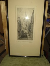 Vintage Framed print St. Mary's Church Oxford by  F. Robson Black narrow frame