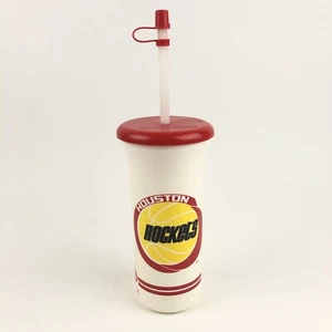 Houston Rockets Cup Straw Lid Plastic Whirley Made USA Soda Vintage Retro Logo - Picture 1 of 8