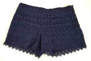 Pantalones Cortos Ann Taylor LOFT The Riviera Azul Marino Crochet Encaje en Niveles Para Mujer Talla 8 - Imagen 1 de 8