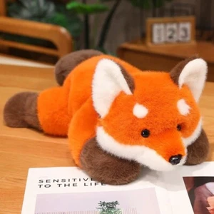 Fox Lying Brown 12 Inch Stuffed Animal Plush Toys Toddler Fluffy Dolls Kids Gift - Picture 1 of 2
