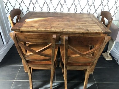 Handcrafted Dining Table and 4 Chairs - Image 1 of 4