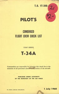 33 Page 1960 Beechcraft T-34A Mentor Pilot's Flight Crew Check List Manual on CD - Picture 1 of 8