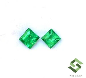 4.25x4.25 mm Certified Natural Emerald Square Cut Pair 0.80 CTS Loose Gemstones - Picture 1 of 8