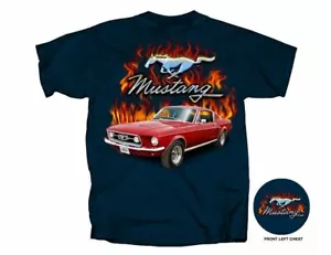 Classic FLAMES T-Shirt - 1967 Mustang Fastback - Exclusive Design! On Sale! 😎😎 - Picture 1 of 2