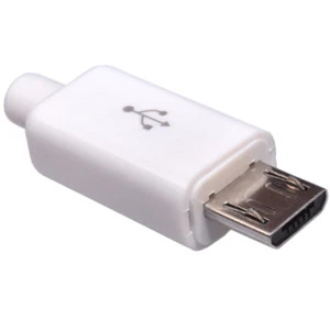 10x Micro USB 5-polig Stecker Lötstecker Werkzeugfreie Krimp-Montage Weiß Mikro - Bild 1 von 1