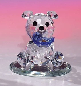 Mini Colección Cristal Oso Mundial Flor Azul - Imagen 1 de 1