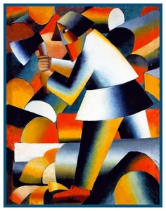 Russian Kazimir Malevich The Woodcutter Counted Cross Stitch Chart Pattern - Picture 1 of 3