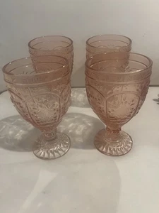 Vtg Lot Of 4 Fitz And Floyd Pink Glass Cup 6"x3.5" - Picture 1 of 7