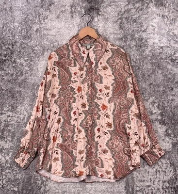All Saints Top 6 Womens Charli Cascade Silk Blend Long Sleeve Button Shirt - Image 1 of 4