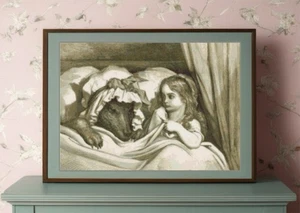 Caperucita Roja en Cama con Guardería Lobo Contado Punto de Cruz Patrón Punta de Aguja - Imagen 1 de 2