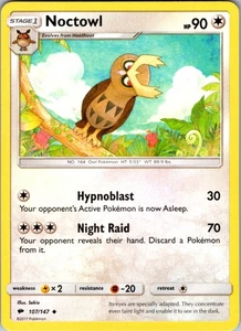 Noctowl 107/147 Uncommon Regular SM - Burning Shadows LP - Picture 1 of 2