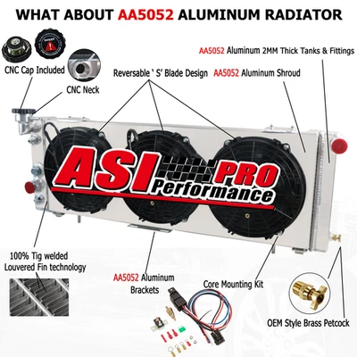 For 1991-2001 JEEP Cherokee Comanche XJ 4.0 2.5L 4 Rows Radiator+Shroud Fans Foto 1 de 4