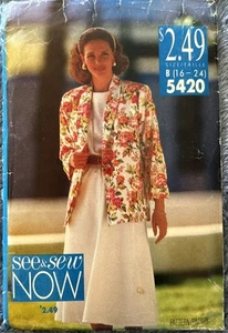 Butterick See & Sew pattern 5420 Misses'/Petite Jacket, Top, Skirt sz 16-24 unc - Picture 1 of 2