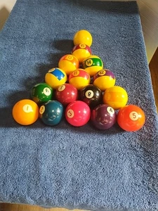 Vintage Brunswick Broken Stripe Billiards Pool Balls Set USA 1960's - Picture 1 of 22