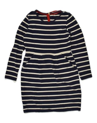 JOULES Womens Long Sleeve Sheath Dress UK 12 Medium Navy Blue Striped RR05 - Image 1 of 3