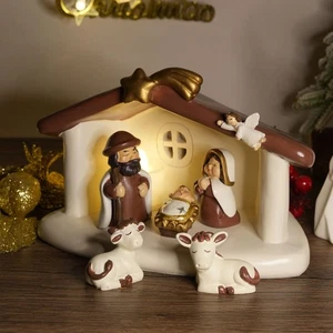 Nativity Set Indoor Christmas Decoration- 13 Pieces Nativity Scene with Mange... - Picture 1 of 6