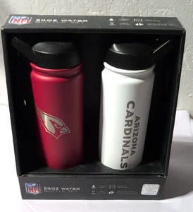 ARIZONA CARDINALS WATER BOTTLES 2 PACK NFL INSULATED 24 OZ w/ FLIP UP STRAW NEW - Picture 1 of 5