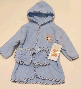 Nuevo con etiquetas Bata de baño y botines Rene Rofe infantil talla 0-9 meses azul con capucha de tela de felpa  - Imagen 1 de 7