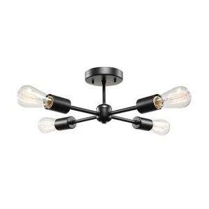 Globe Electric Vane 4-Light Matte Black Flush Mount Ceiling Light 66008 - Picture 1 of 7