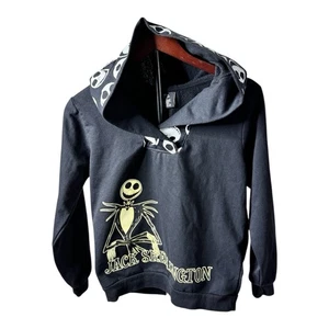 Jack Skellington Hoodie Youth XL 14/16 Black Glow In The Dark Graphic - Picture 1 of 10