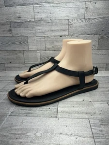 Sorel Bailee Thong T Strap Sandals Black Leather Flats Minimalist Womens Sz 8 - Picture 1 of 12