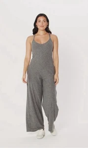 Fabletics Women’s Cloud Jersey Wide Leg Jumpsuit Heather Grey Size Medium - Picture 1 of 18