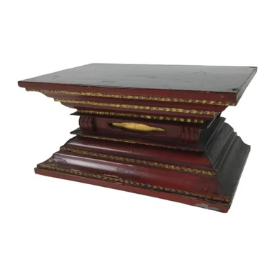 Antique Japanese Buddhist Altar Lacquer Wood Shumidan Butsudan Part Red BA673 - Image 1 of 4