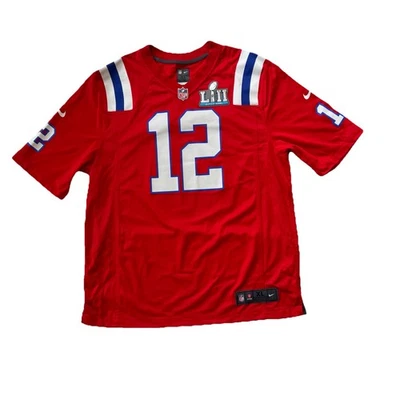 Tom Brady #12 New England Patriots Super Bowl LII 12 Jersey Red, size XL, NFL  - Image 1 of 4