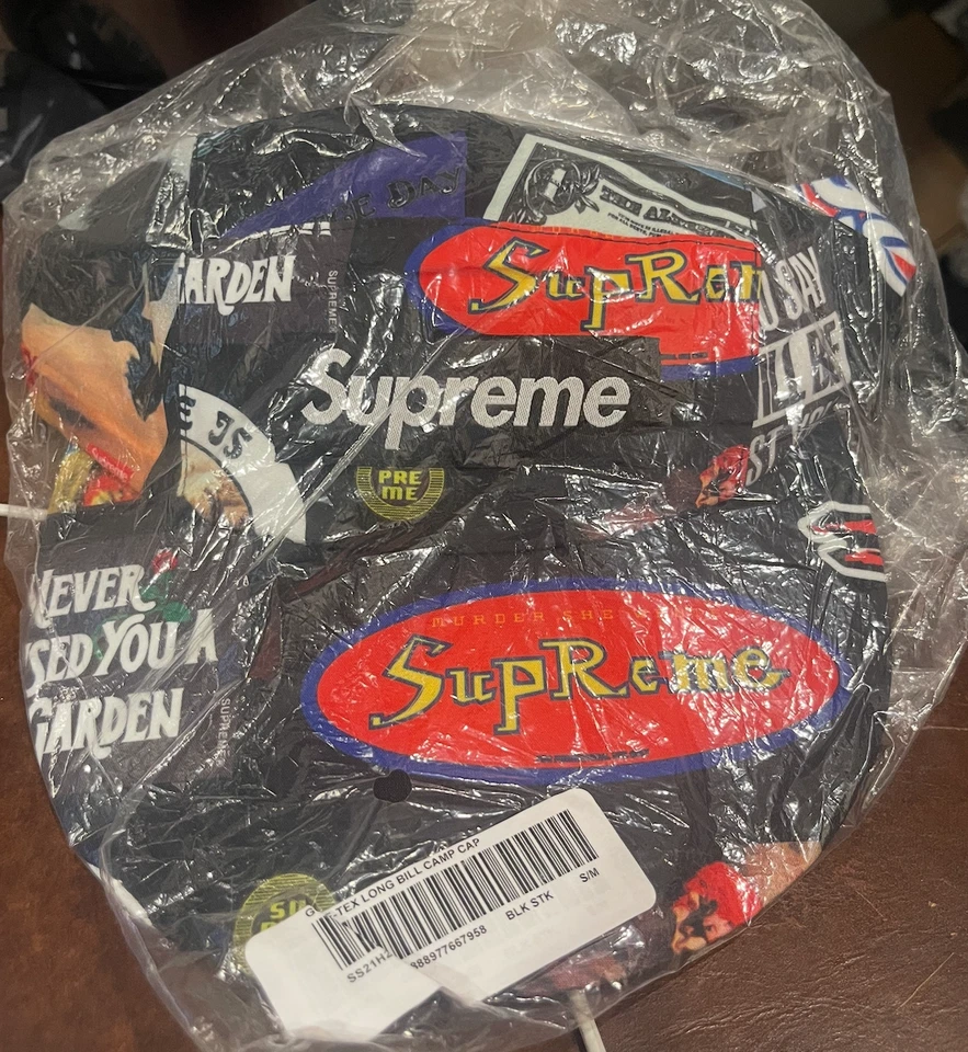 Supreme SS21 Gore-Tex Long Bill Camp Cap - S/M - Black Stickers Authentic Hat - Image 1 of 1
