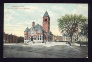 TAUNTON Massachusetts POST OFFICE Vintage Postcard - Picture 1 of 1