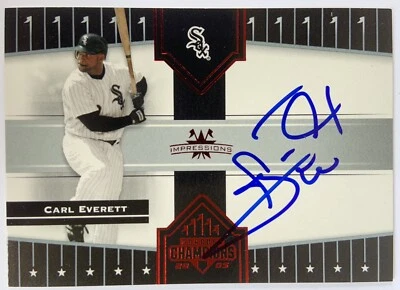 Carl Everett Medias Blancas Firmado 2005 Donruss Champions Impresiones Rojo/250 Certificado de Autenticidad Foto 1 de 3