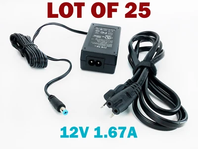 Lot of 25 OEM 20W AC Adapter Power Supply 12V 1.67A Charger 5.5x1.7mm w/ Cord - Image 1 of 4