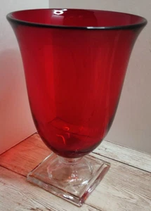 Cranberry/ Ruby Red Vase/ Goblet/ Candle Holder ~ Handcrafted ~ 5" x 3.5" - Picture 1 of 7