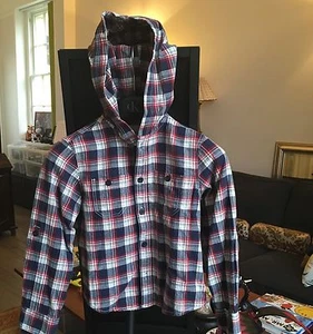 Fat Face Boy Long Sleeve Hooded Shirt, Checked Red, Blue, White 6-7 years - Picture 1 of 11