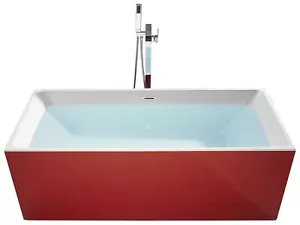 Modern Rectangular Freestanding Bathtub Acrylic Overflow System Red Rios - Picture 1 of 11