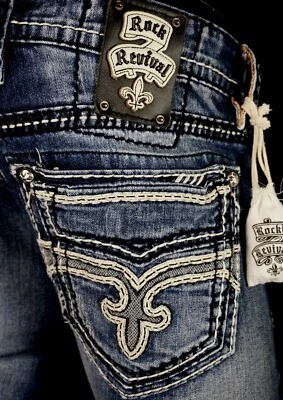 Pantalones de mezclilla para hombre Rock Revival "Darshan" inserciones de cuero relajados rectos 36 X 29 $220 Foto 1 de 4