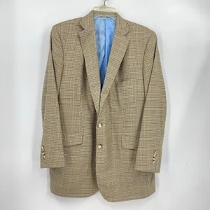 Tom James Executive Collection Brown Plaid Blazer Jacket Custom 48 Inch Chest - Picture 1 of 5