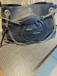 Gucci Soho Black Pebbled Leather Shoulder Bag - Authentic - Made In Italy 308982 - Picture 1 of 8