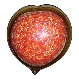 Handblown Heavy Glass Art Paperweight Heart Red & Brown. - Picture 1 of 8